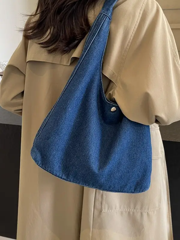 Blue Denim Shoulder Bag Women 2024 Casual Large Capacity - Image 7