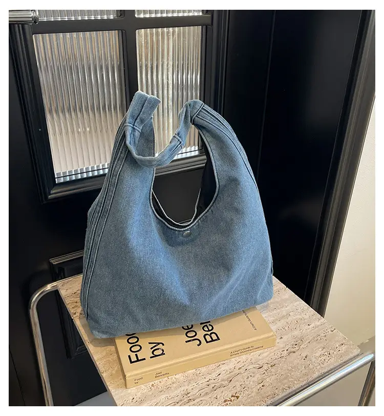 Blue Denim Shoulder Bag Women 2024 Casual Large Capacity — feature 1