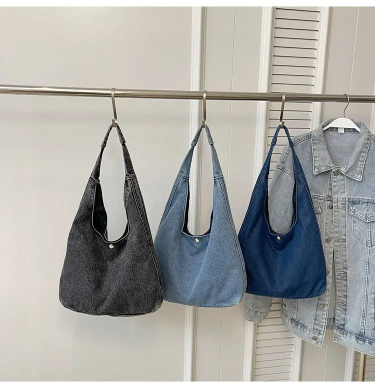 Blue Denim Shoulder Bag Women 2024 Casual Large Capacity — feature 10