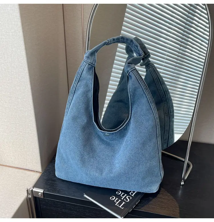 Blue Denim Shoulder Bag Women 2024 Casual Large Capacity — feature 11