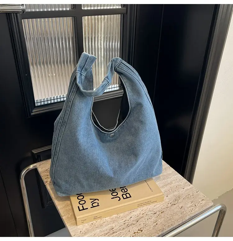 Blue Denim Shoulder Bag Women 2024 Casual Large Capacity — feature 12