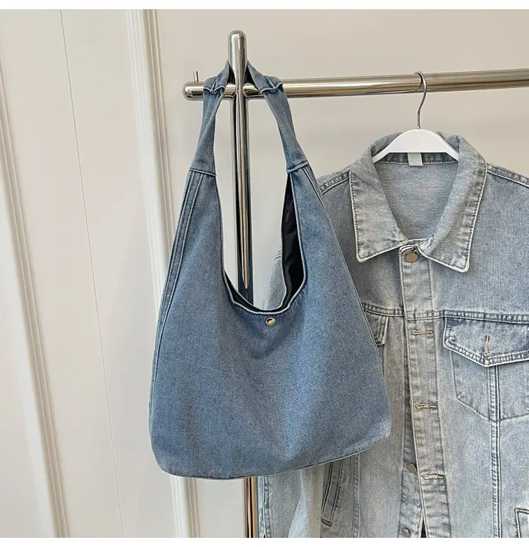 Blue Denim Shoulder Bag Women 2024 Casual Large Capacity — feature 13