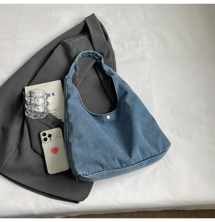 Blue Denim Shoulder Bag Women 2024 Casual Large Capacity — feature 14