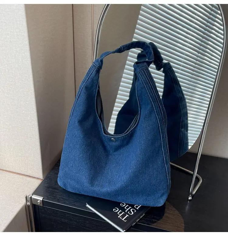 Blue Denim Shoulder Bag Women 2024 Casual Large Capacity — feature 15