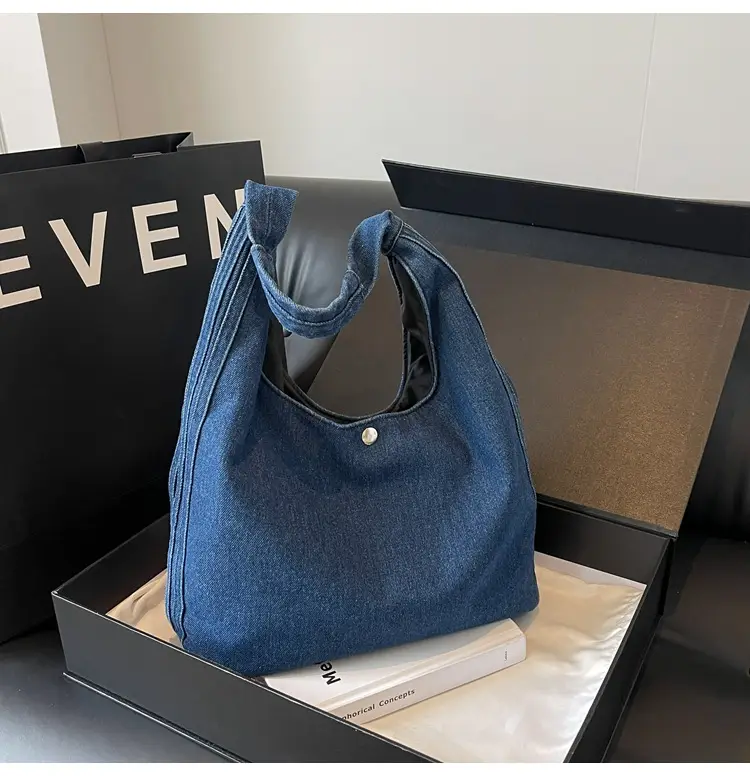 Blue Denim Shoulder Bag Women 2024 Casual Large Capacity — feature 16