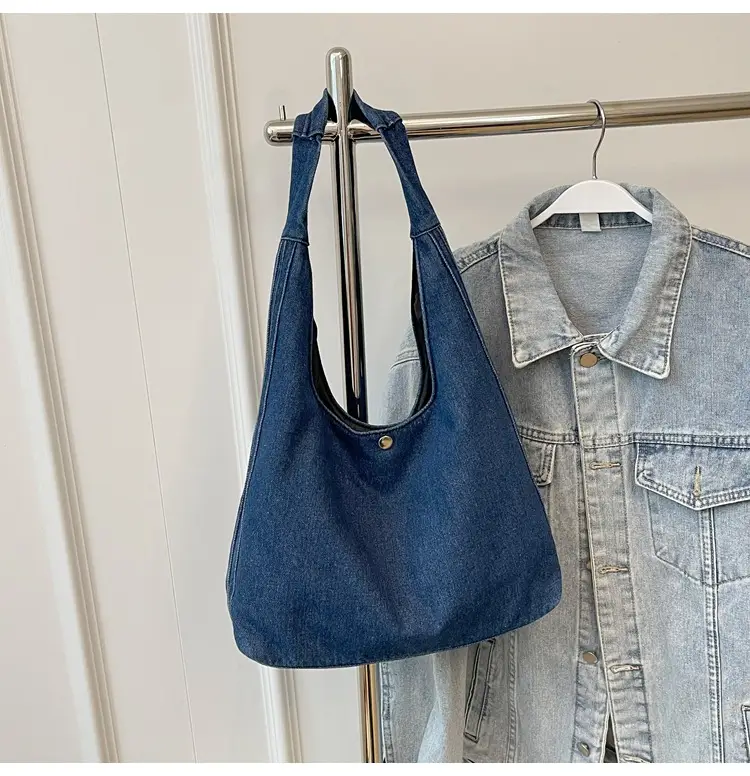 Blue Denim Shoulder Bag Women 2024 Casual Large Capacity — feature 17