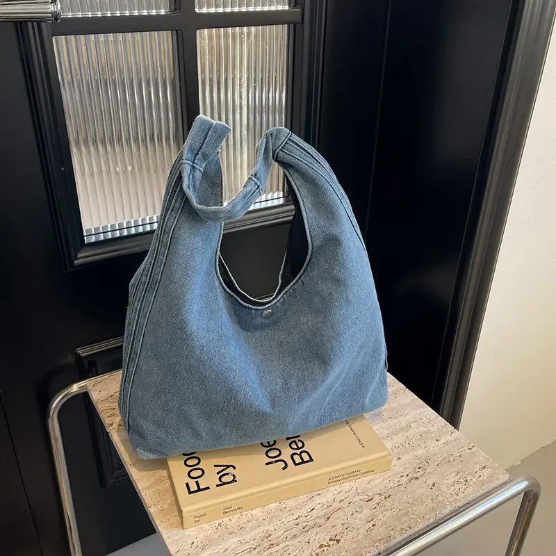 Blue Denim Shoulder Bag Women 2024 Casual Large Capacity - Image 2