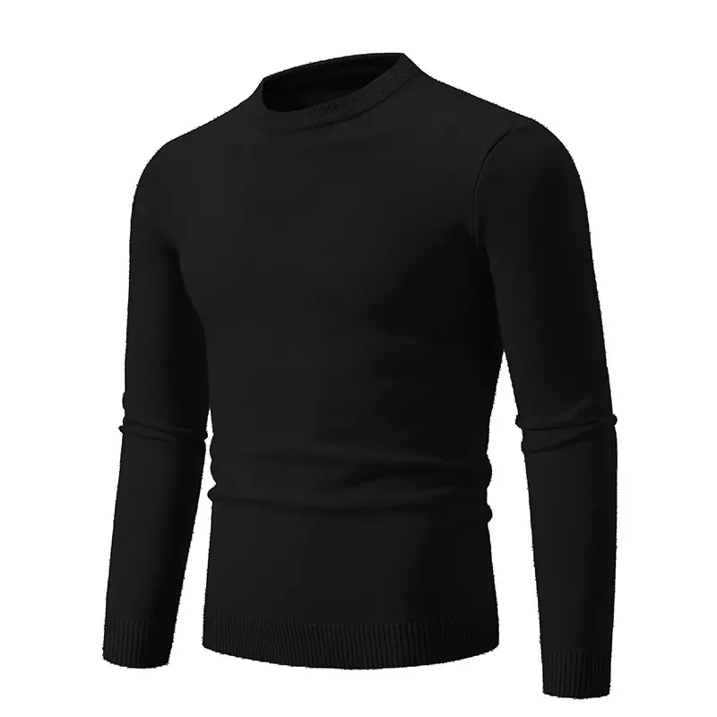 Men's Black Retro Round Neck Sweater - Image 13