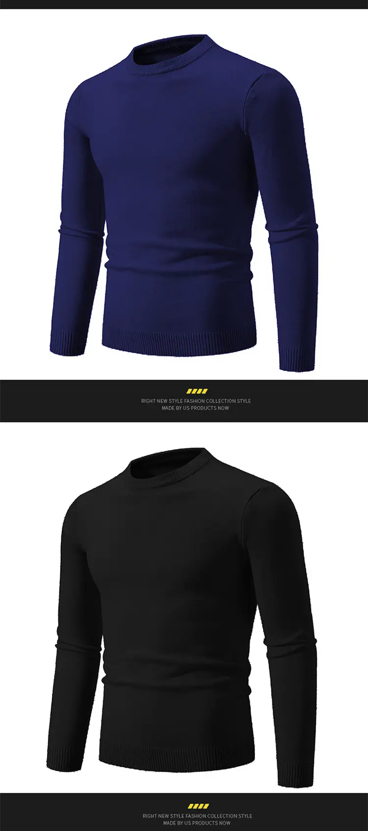 Men's Black Retro Round Neck Sweater — feature 10