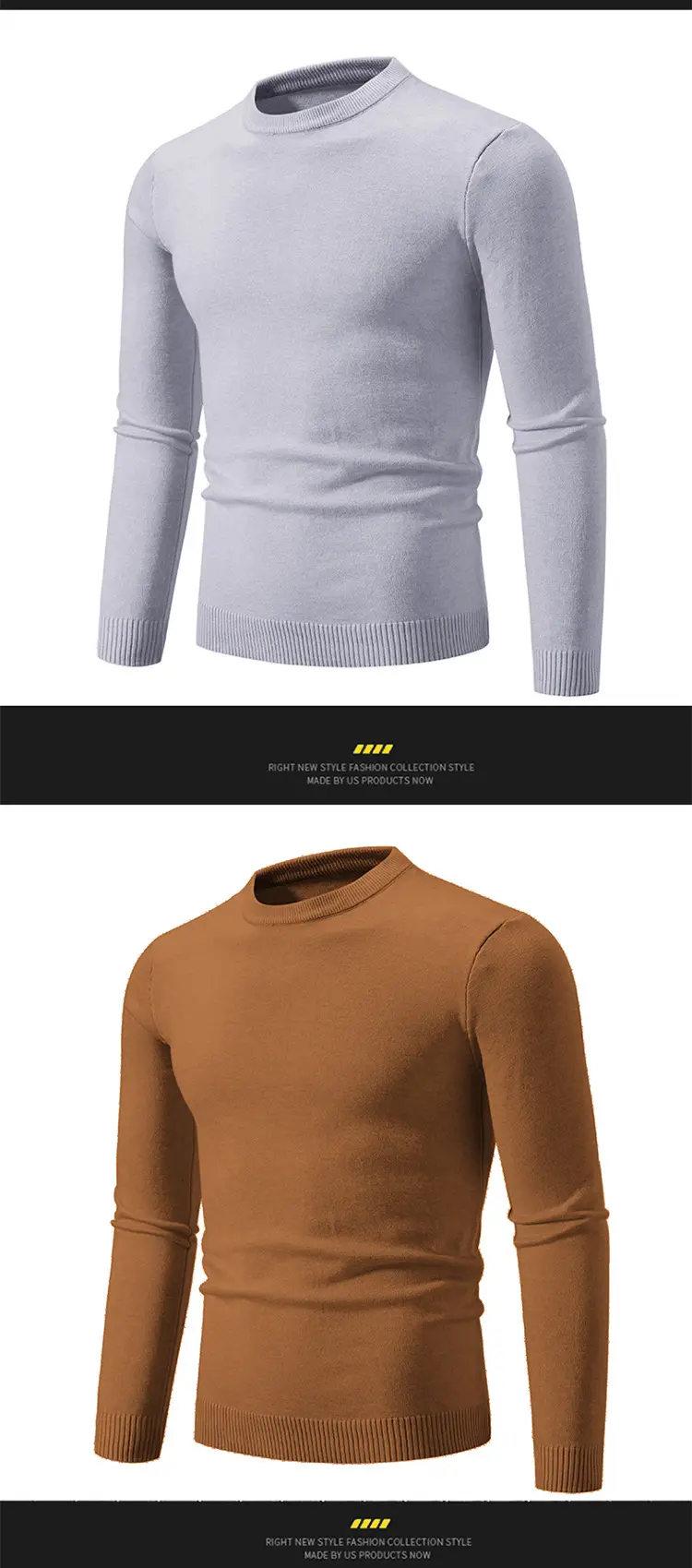 Men's Black Retro Round Neck Sweater — feature 11