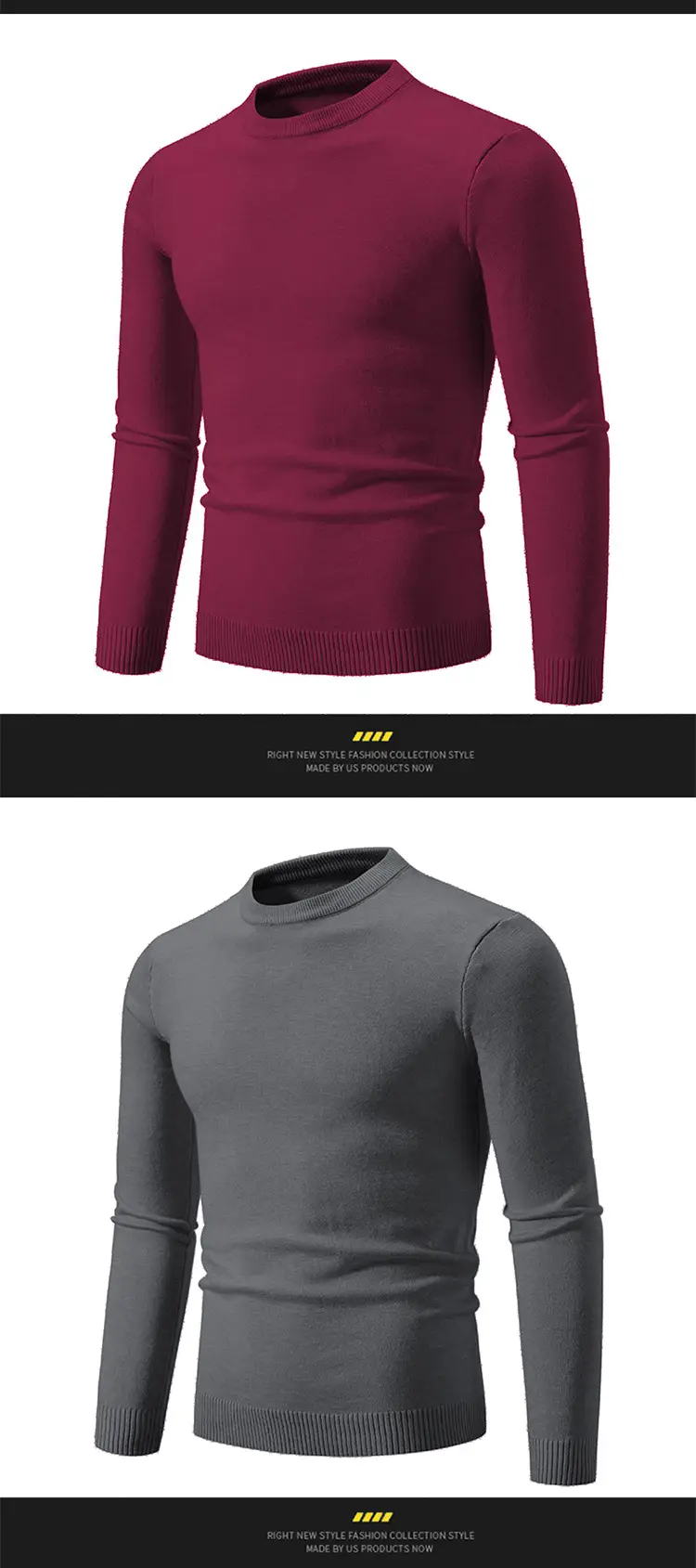 Men's Black Retro Round Neck Sweater — feature 12