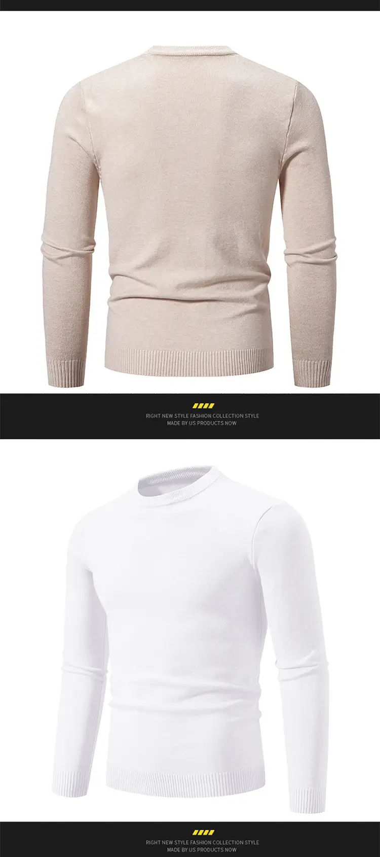 Men's Black Retro Round Neck Sweater — feature 9