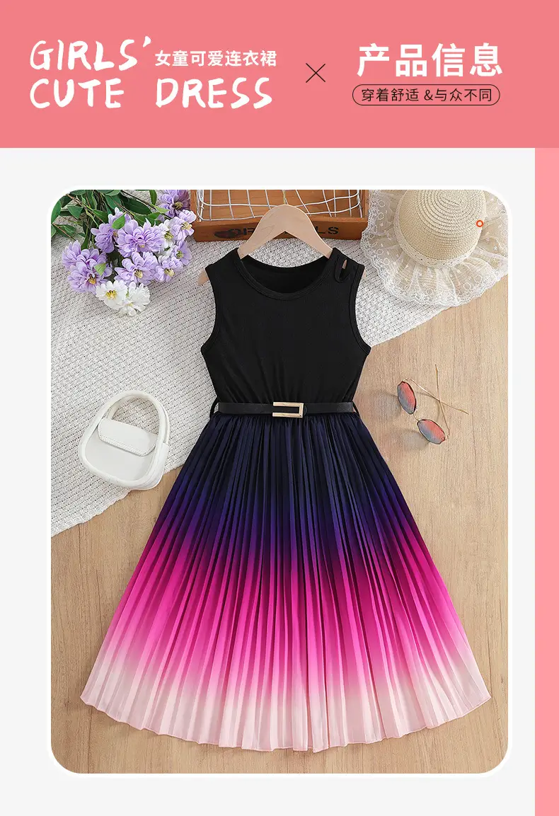 Black Sleeveless Girl's Dress Large European Style — feature 10