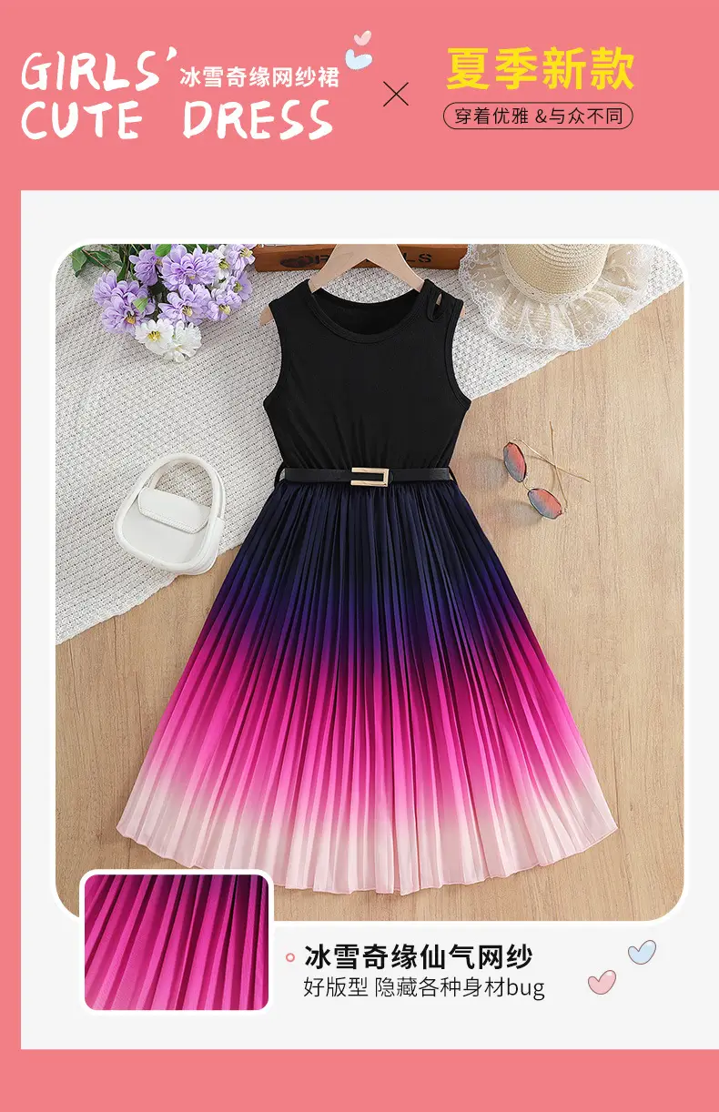 Black Sleeveless Girl's Dress Large European Style — feature 4