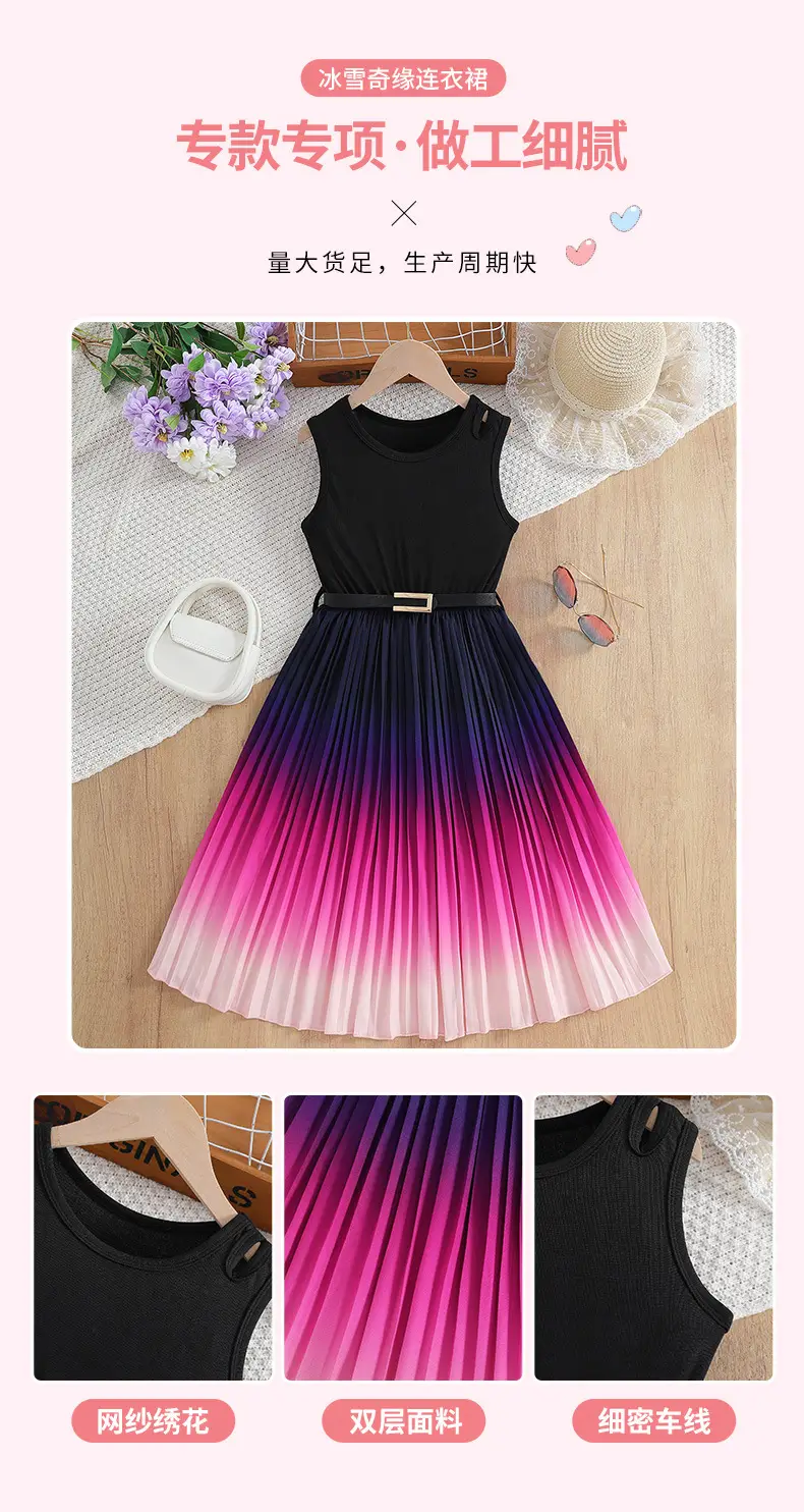 Black Sleeveless Girl's Dress Large European Style — feature 6