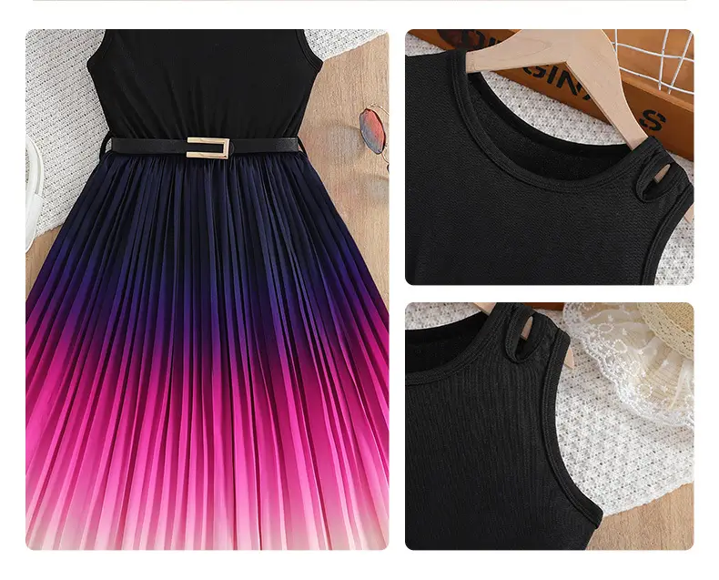 Black Sleeveless Girl's Dress Large European Style — feature 8