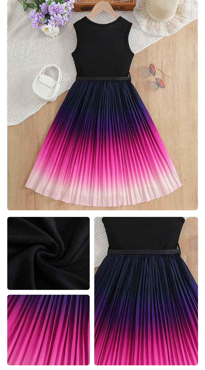 Black Sleeveless Girl's Dress Large European Style — feature 9