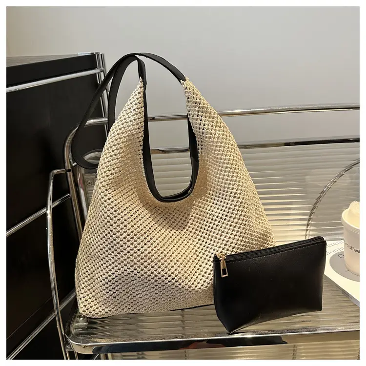 Beige Woven Straw Shoulder Bag 2024 — feature 10