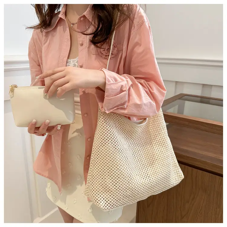 Beige Woven Straw Shoulder Bag 2024 — feature 20