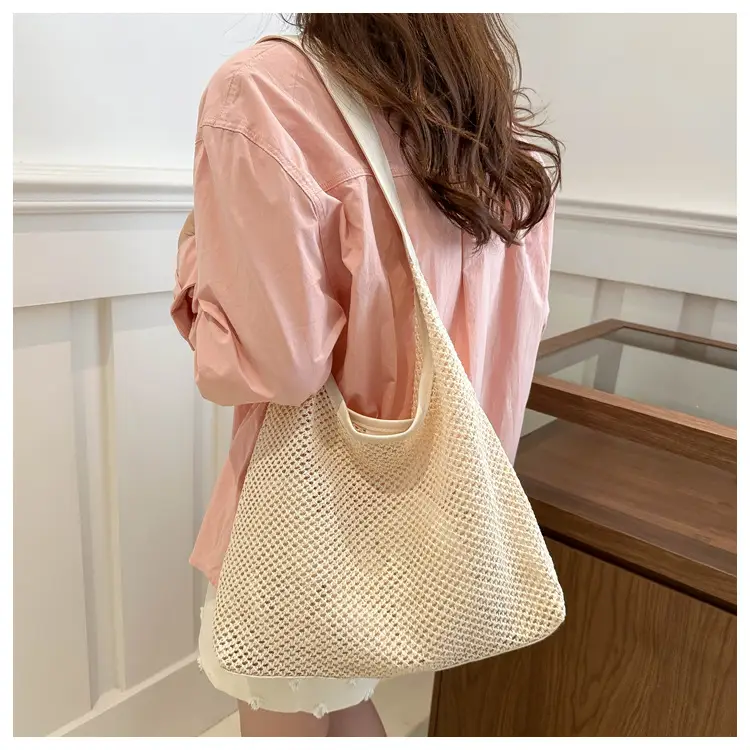 Beige Woven Straw Shoulder Bag 2024 — feature 21