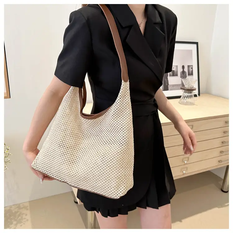 Beige Woven Straw Shoulder Bag 2024 — feature 24