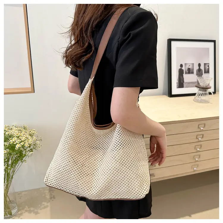 Beige Woven Straw Shoulder Bag 2024 — feature 27