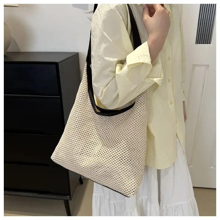 Beige Woven Straw Shoulder Bag 2024 — feature 28