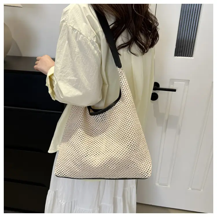 Beige Woven Straw Shoulder Bag 2024 — feature 29