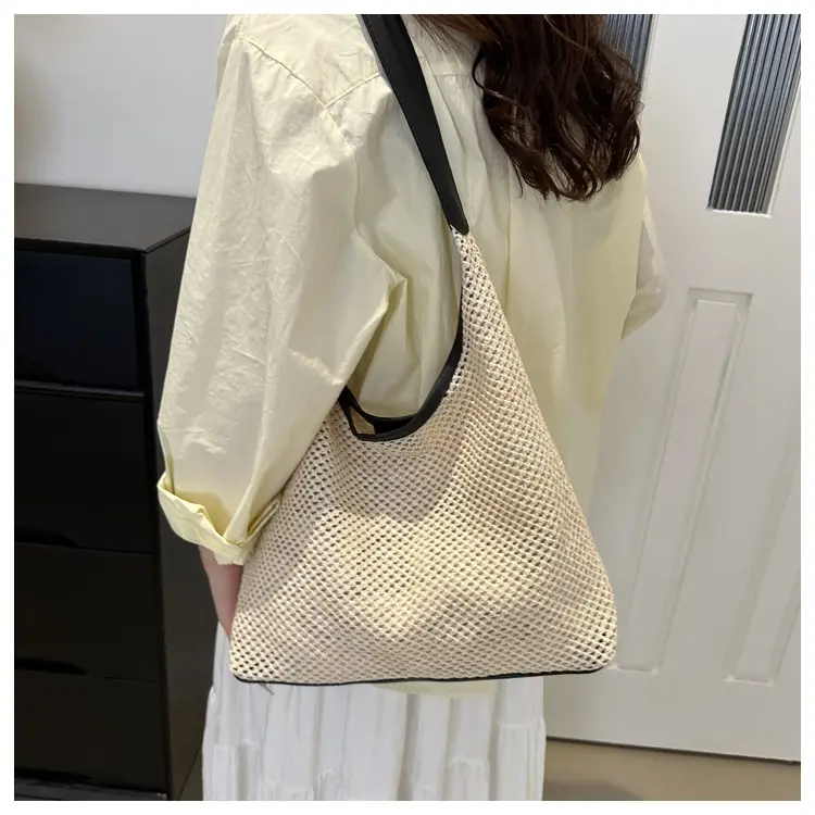 Beige Woven Straw Shoulder Bag 2024 — feature 30