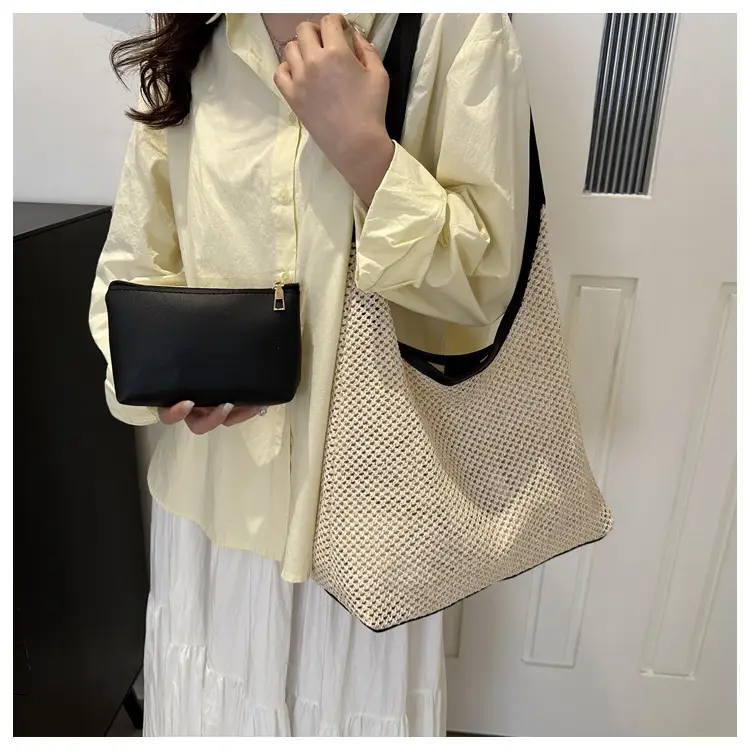 Beige Woven Straw Shoulder Bag 2024 — feature 31
