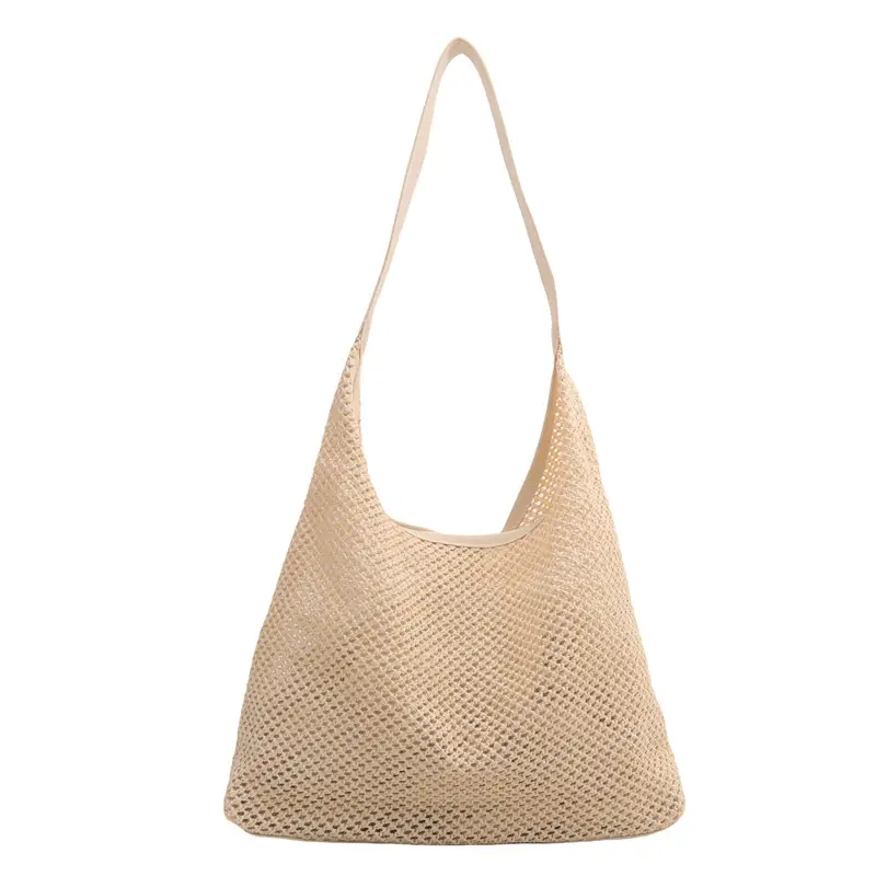 Beige Woven Straw Shoulder Bag 2024 - Image 2