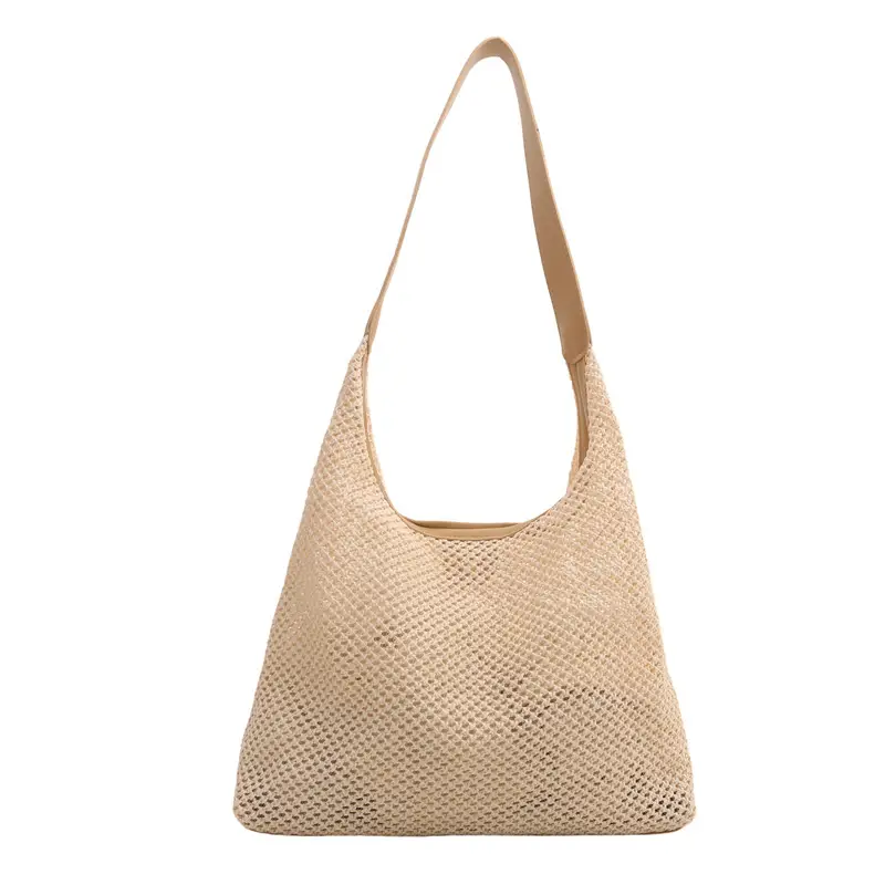 Beige Woven Straw Shoulder Bag 2024 - Image 3
