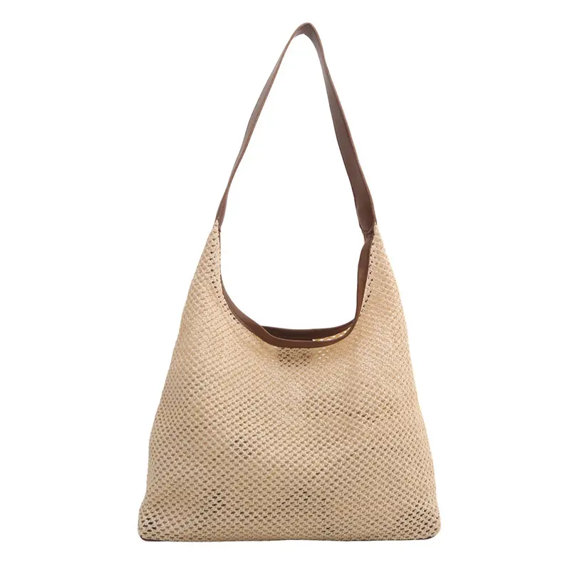 Beige Woven Straw Shoulder Bag 2024 - Image 4