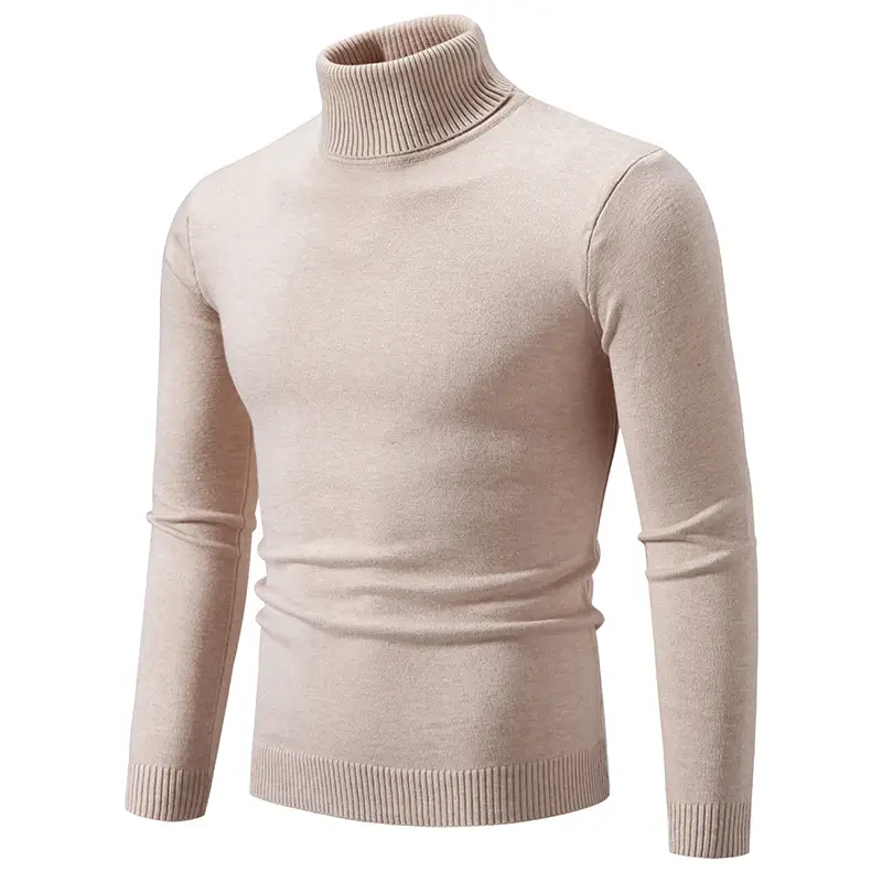 Men's Blue Knitted Turtleneck Sweater Slim Fit - Image 16