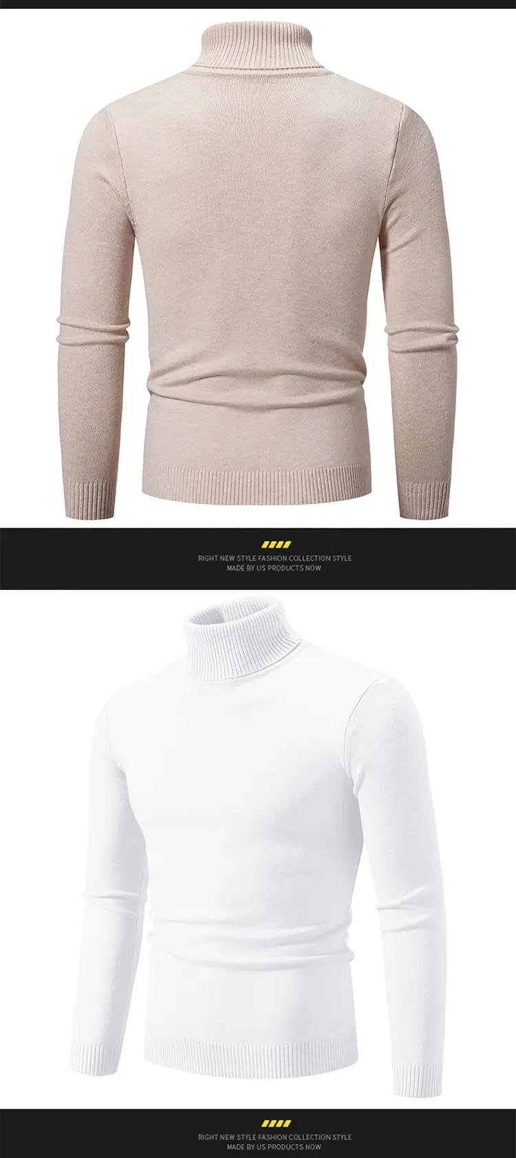 Men's Blue Knitted Turtleneck Sweater Slim Fit — feature 11