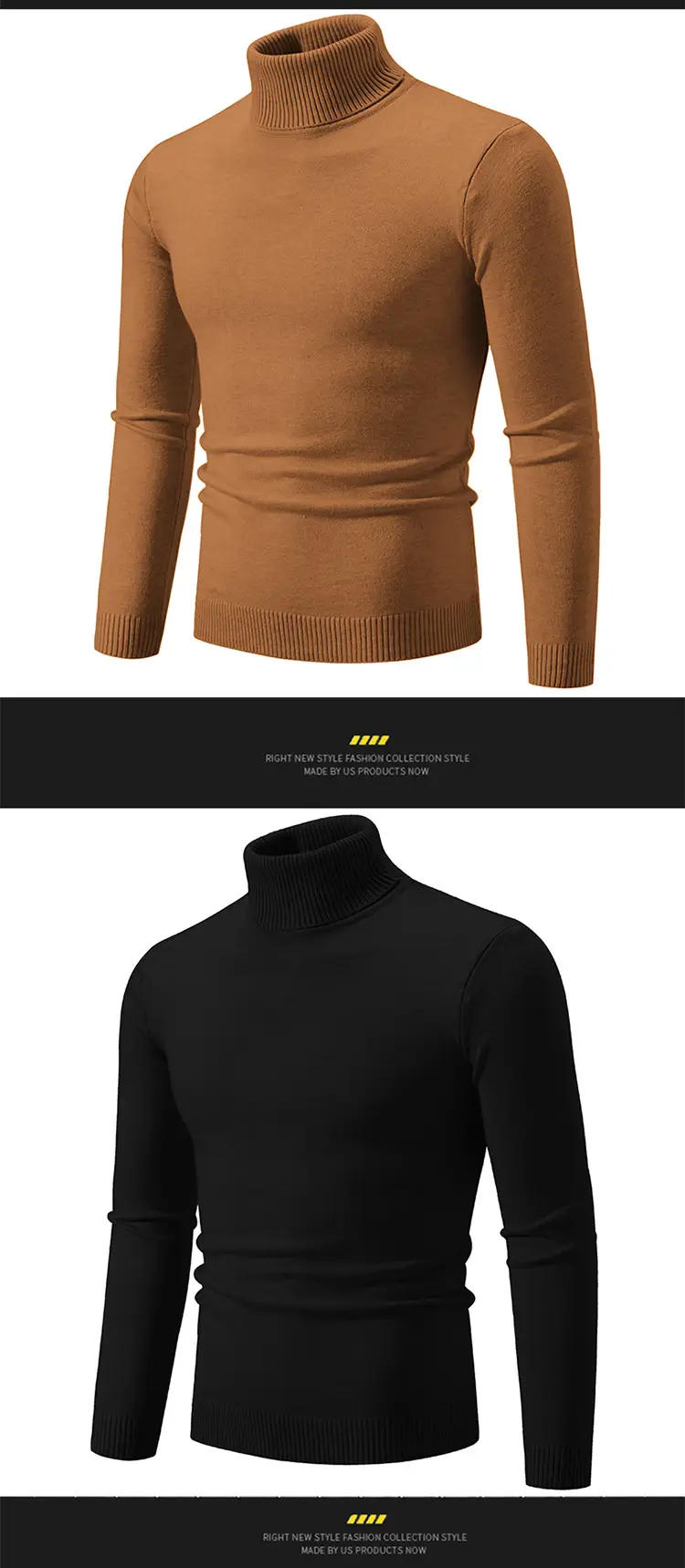Men's Blue Knitted Turtleneck Sweater Slim Fit — feature 13