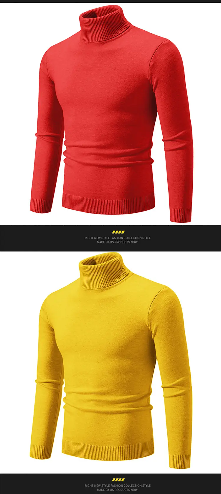 Men's Blue Knitted Turtleneck Sweater Slim Fit — feature 14