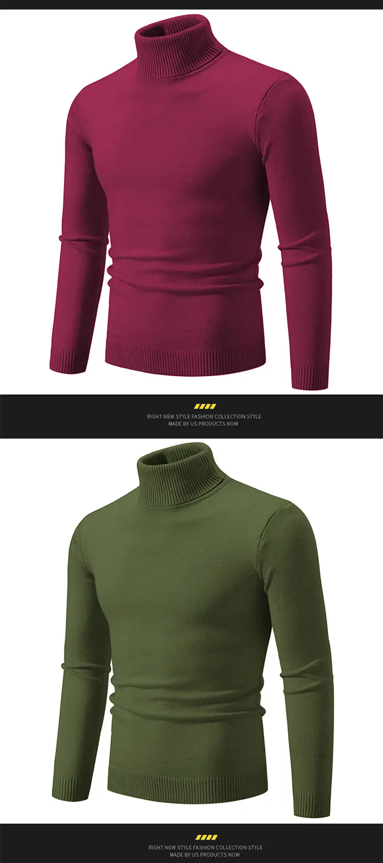 Men's Blue Knitted Turtleneck Sweater Slim Fit — feature 15