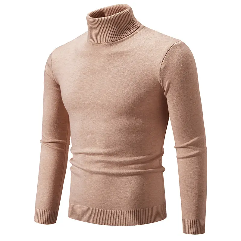 Men's Blue Knitted Turtleneck Sweater Slim Fit - Image 13