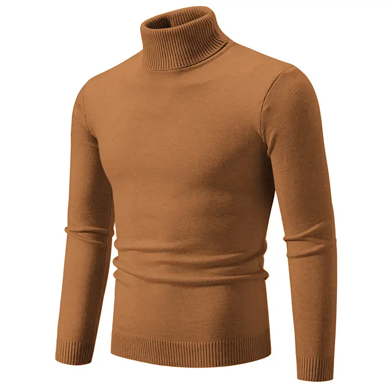 Men's Blue Knitted Turtleneck Sweater Slim Fit - Image 14