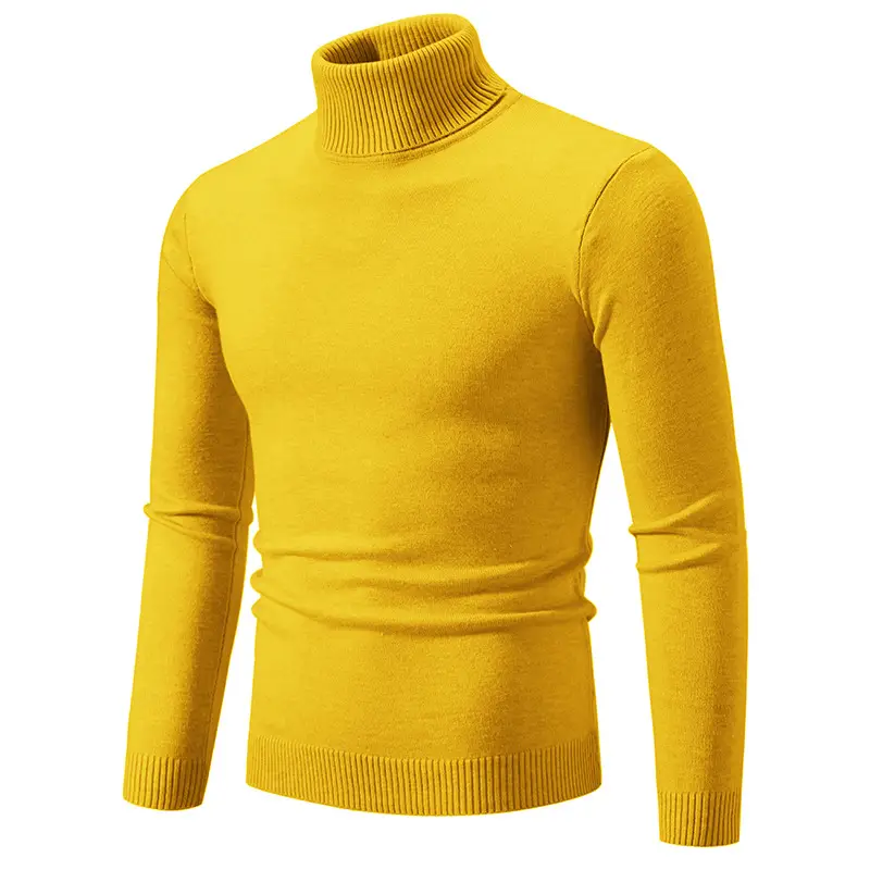 Men's Blue Knitted Turtleneck Sweater Slim Fit - Image 8