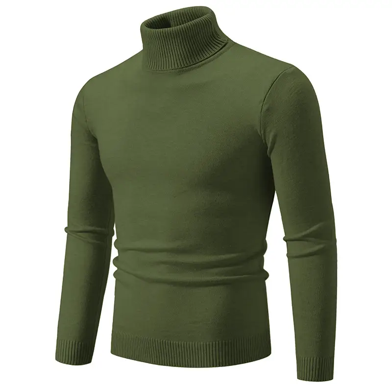 Men's Blue Knitted Turtleneck Sweater Slim Fit - Image 9