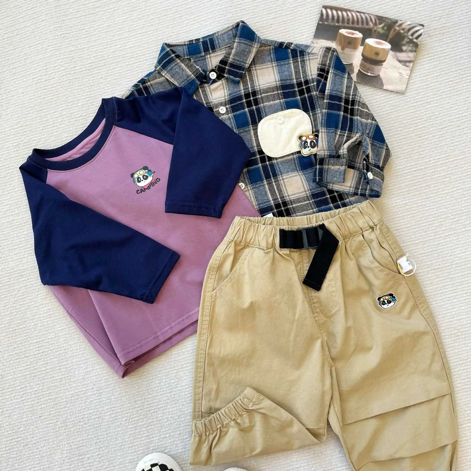 Dudu Boys Plaid Shirt & Pants Set Spring - Image 7