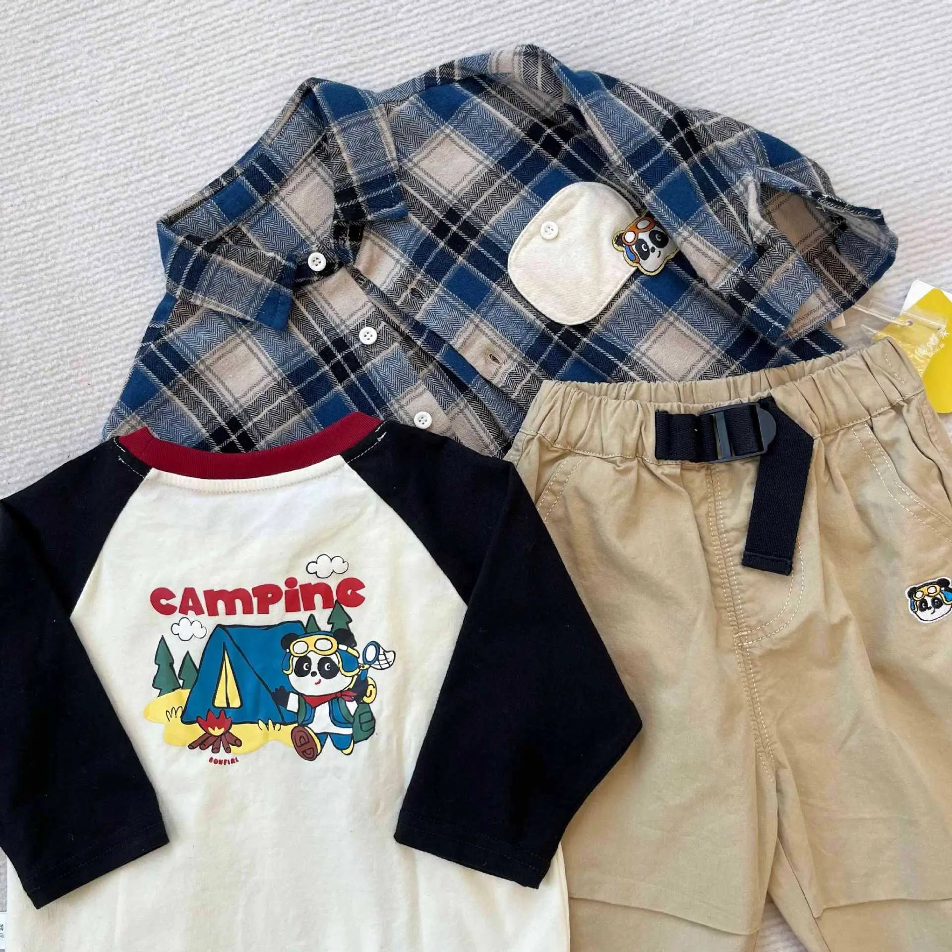Dudu Boys Plaid Shirt & Pants Set Spring - Image 8
