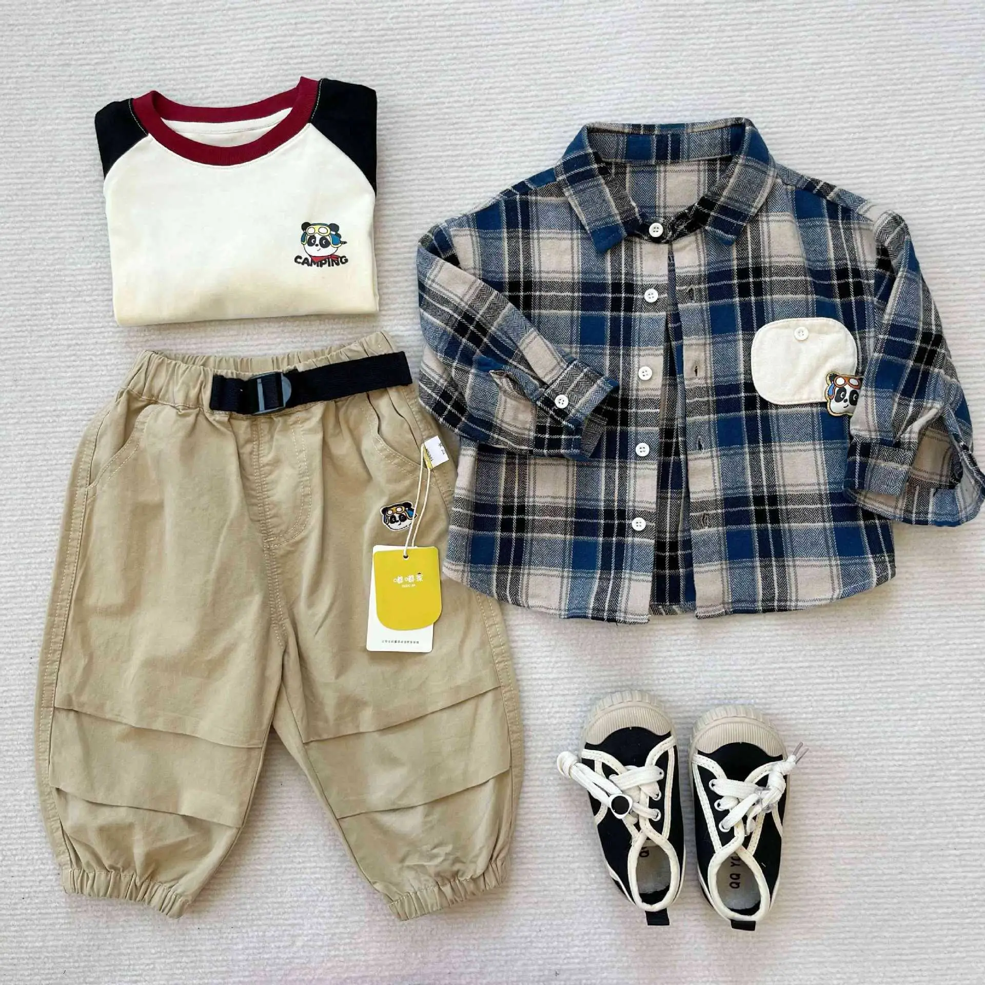 Dudu Boys Plaid Shirt & Pants Set Spring - Image 9