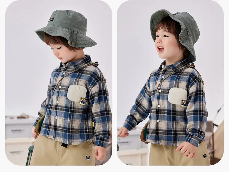 Dudu Boys Plaid Shirt & Pants Set Spring — feature 28
