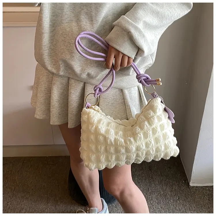 Pink Bubble Pleated Shoulder Bag for Women — feature 29