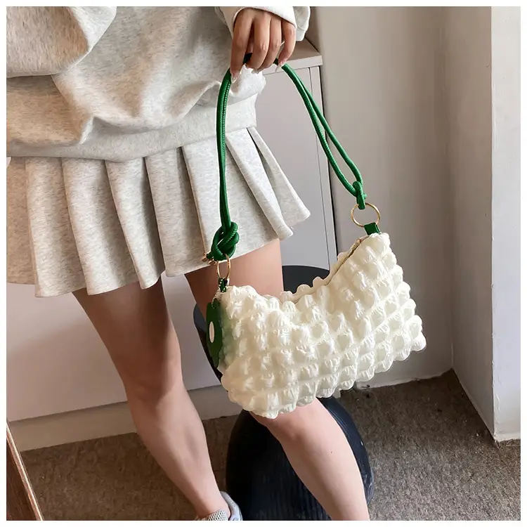 Pink Bubble Pleated Shoulder Bag for Women — feature 32