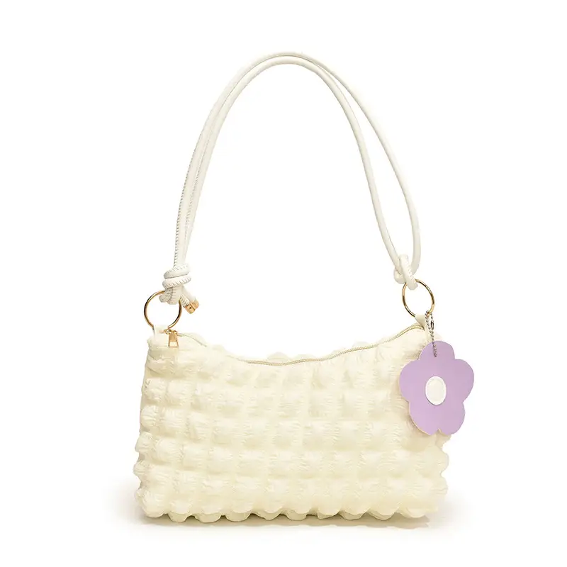 Pink Bubble Pleated Shoulder Bag for Women - Image 2