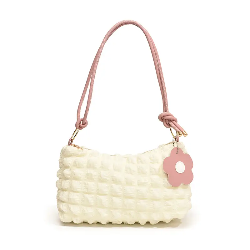 Pink Bubble Pleated Shoulder Bag for Women - Image 5